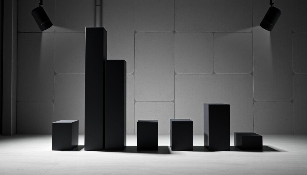 A striking visual depiction of the "Impact sur les cotisations sociales" for the "Smic Brut Net" revaluation. Set against a muted, industrial-inspired backdrop, the foreground features a series of stacked bar graphs, their heights fluctuating to illustrate the changes in social security contributions. The graphs are rendered with a sleek, minimalist aesthetic, allowing the data to take center stage. Strategically placed spotlights cast dramatic shadows, heightening the sense of importance and gravity surrounding this financial impact. The overall composition conveys a thoughtful, analytical tone, well-suited to accompany the "Impact de la revalorisation sur les salariés" section of the article.